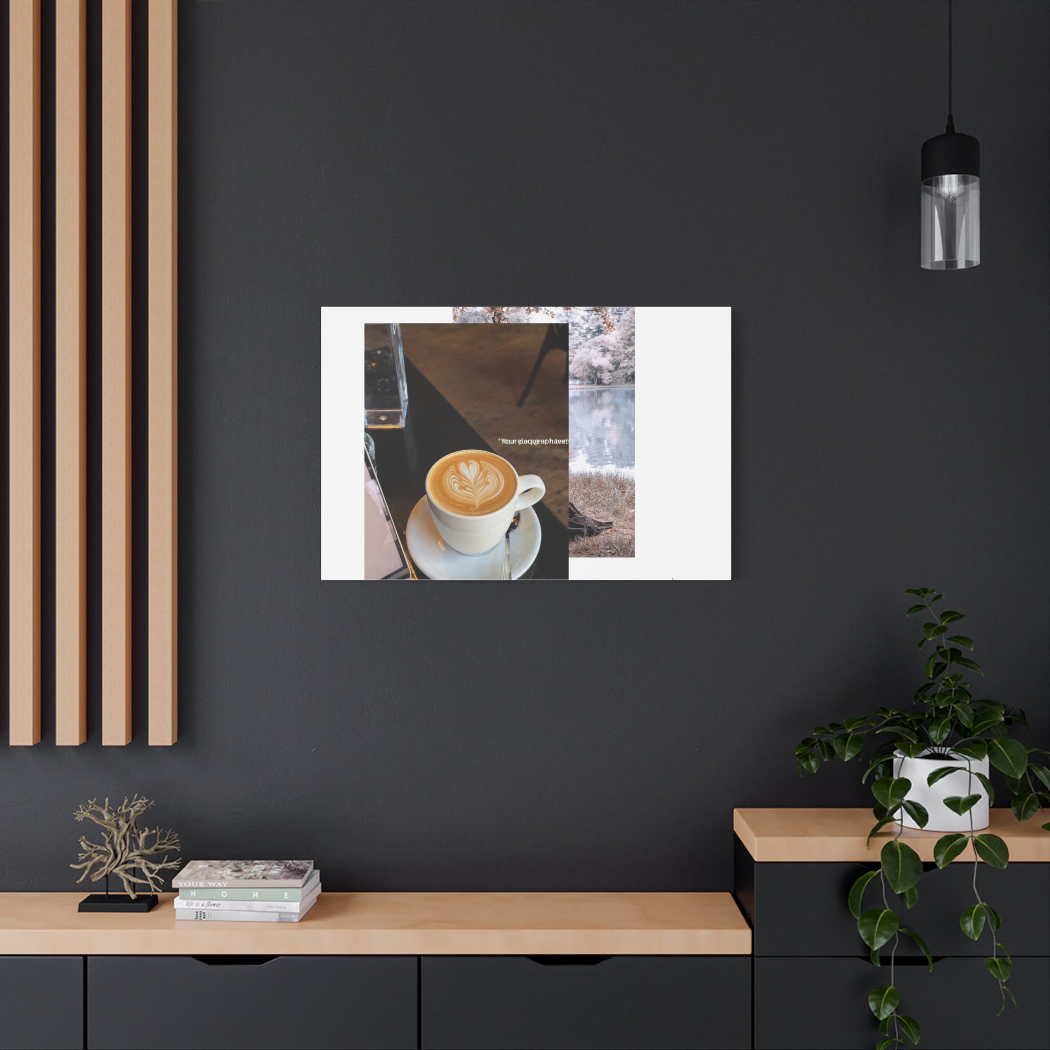 Latte &amp; Landscape Matte Canvas Wall Art — Coffee Shop Photo Collage