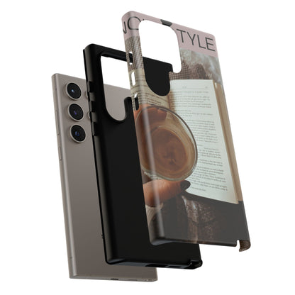 Cozy Reading Phone Case — Coffee &amp; Book Protective Cover