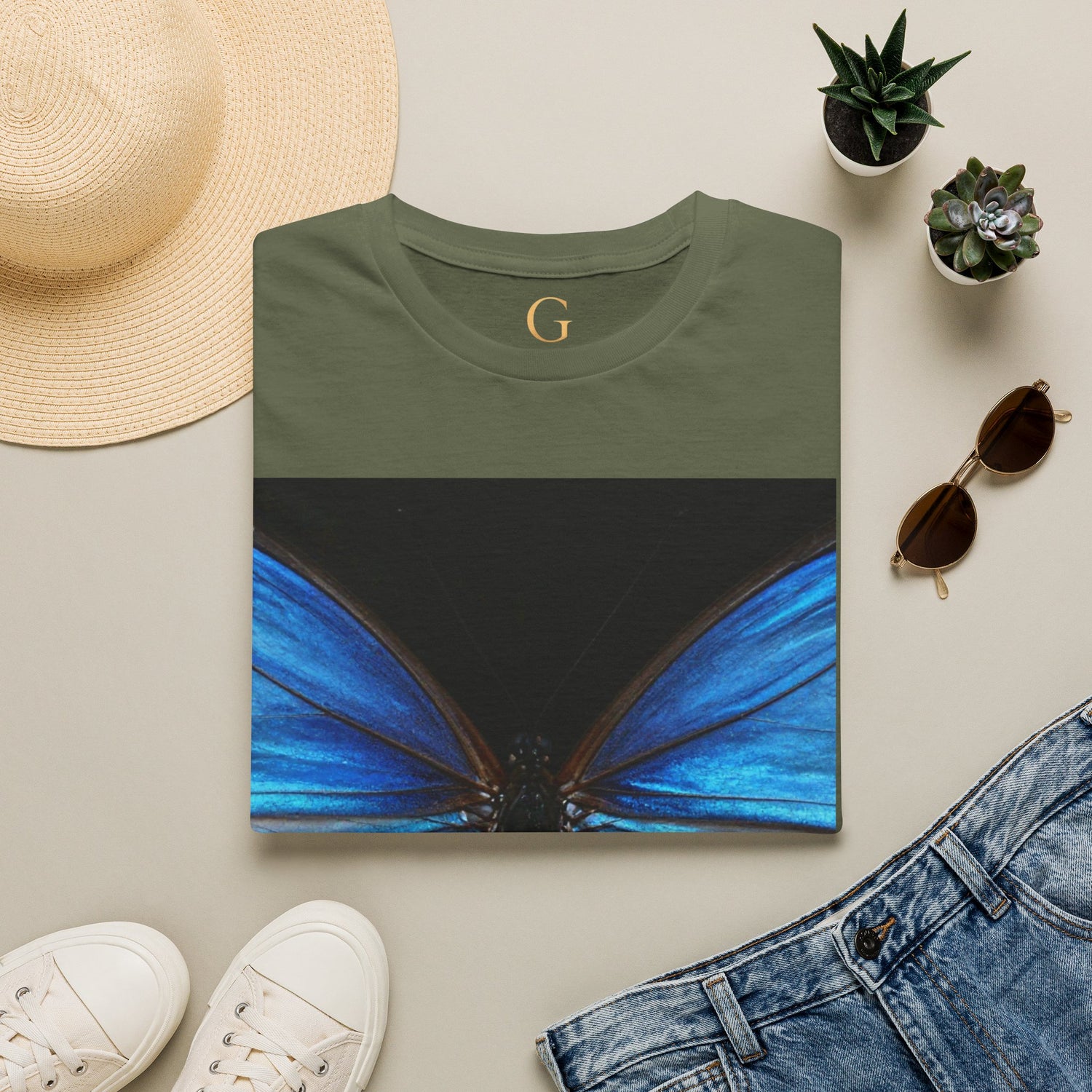 Blue Morph Butterfly T-Shirt — Vibrant Nature Graphic Tee