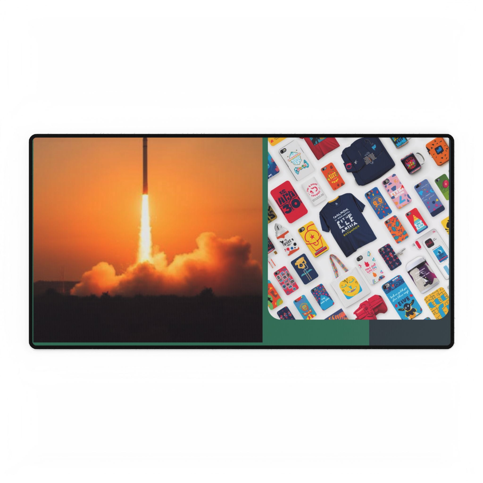 Rocket Launch &amp; Tech Pattern Desk Mat — Large Gaming Mousepad for Office, Streamers &amp; Space Enthusiasts