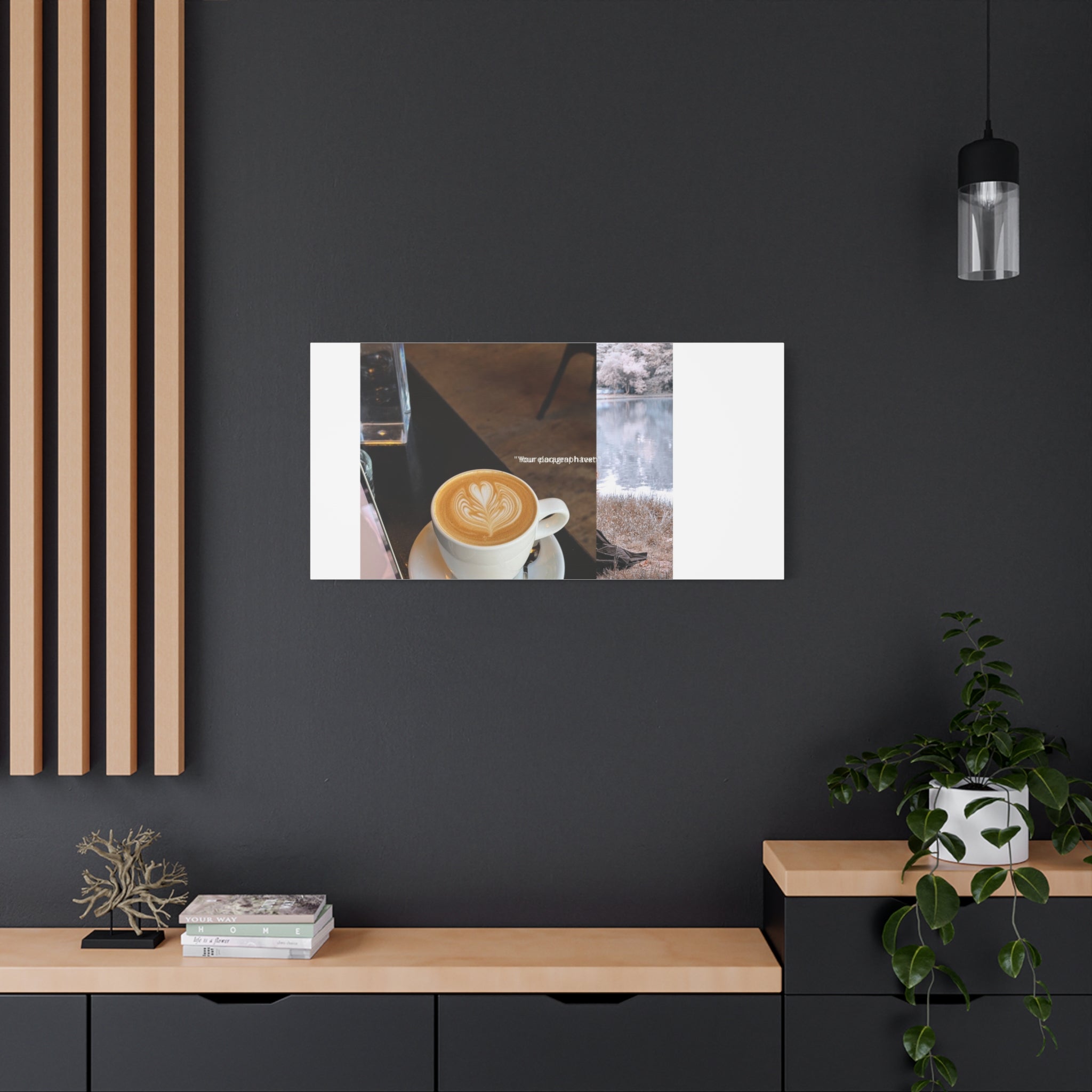 Latte &amp; Landscape Matte Canvas Wall Art — Coffee Shop Photo Collage