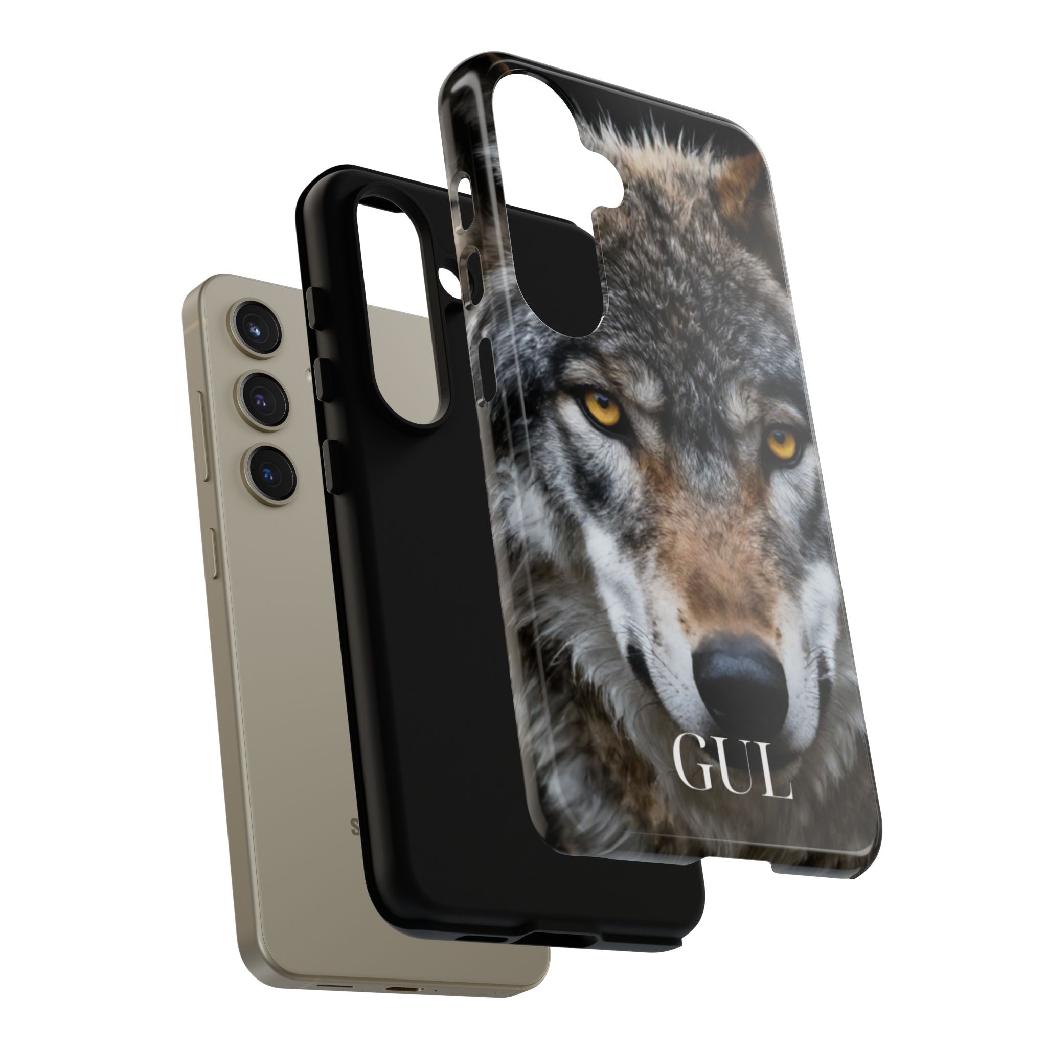 Wolf Eyes Phone Case — Fierce Wildlife iPhone Protective Case with ‘GUL’ Text