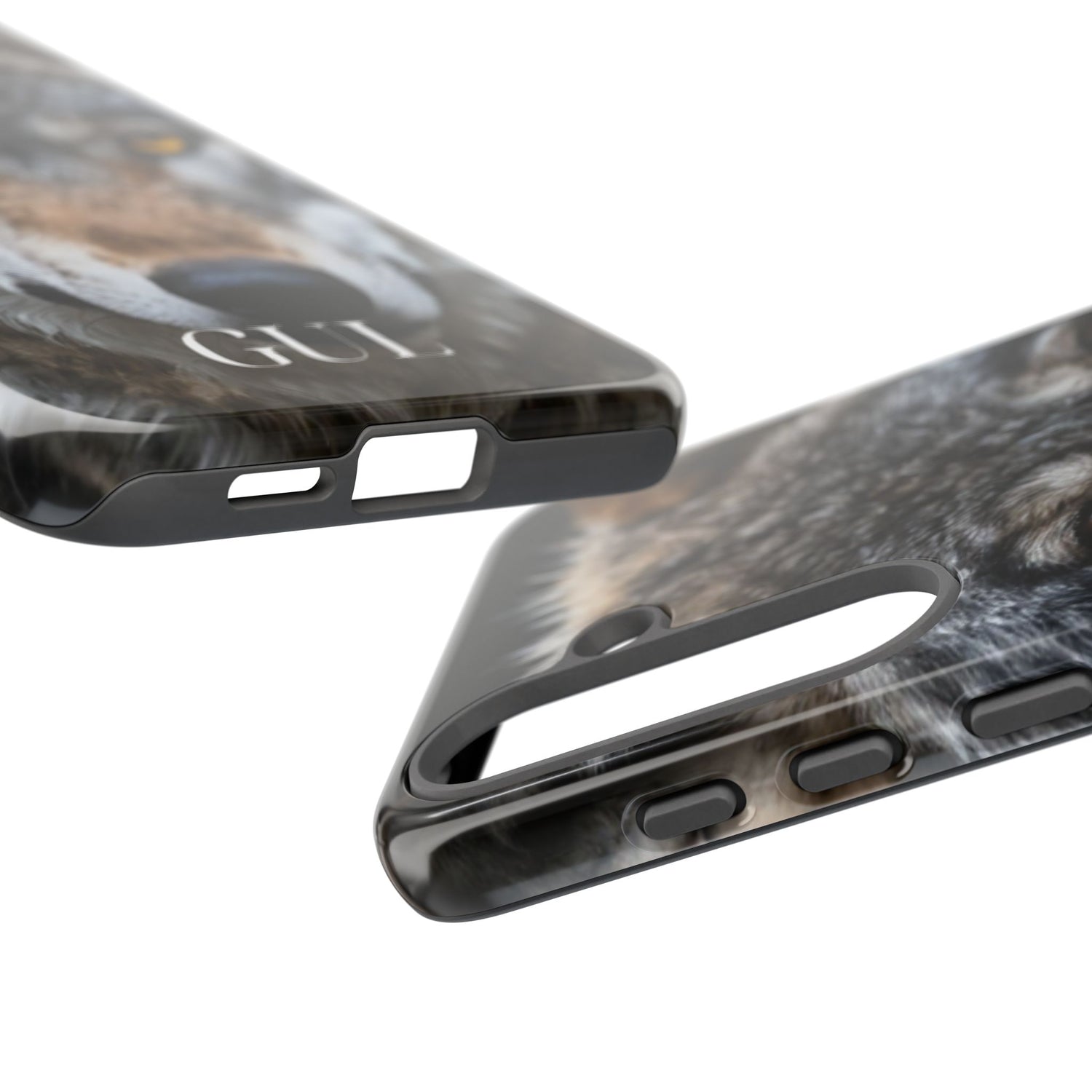 Wolf Eyes Phone Case — Fierce Wildlife iPhone Protective Case with ‘GUL’ Text