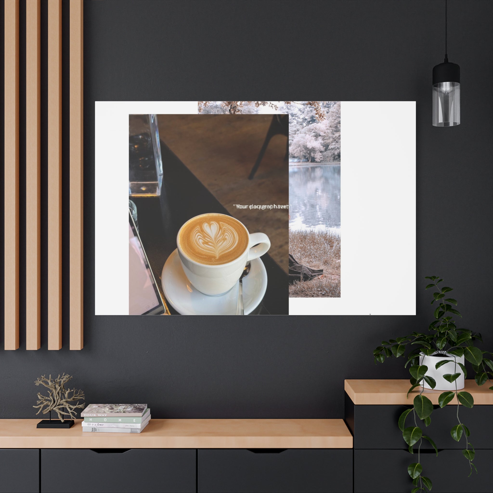Latte &amp; Landscape Matte Canvas Wall Art — Coffee Shop Photo Collage