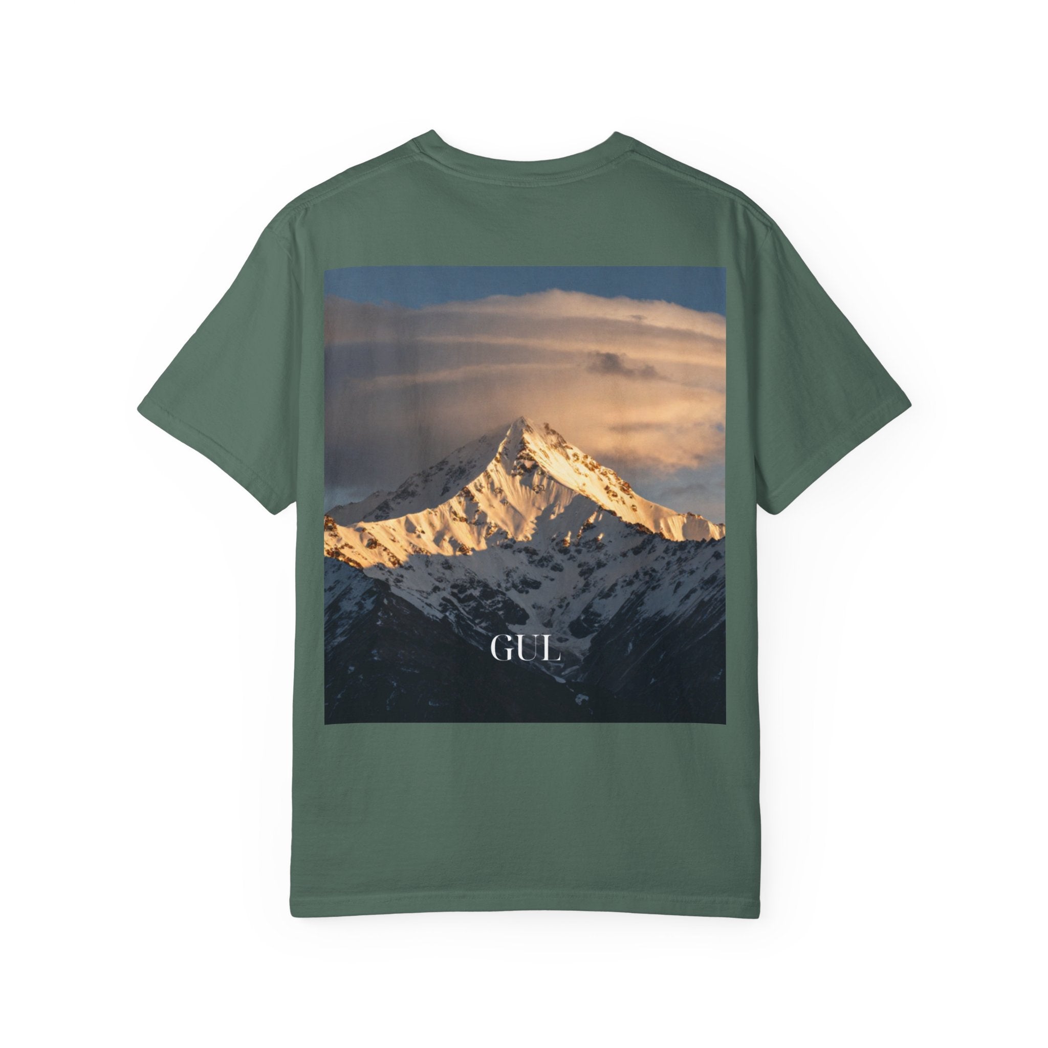 Graphic T-Shirt — Modern Gold Abstract &amp; Mountain Photo Print