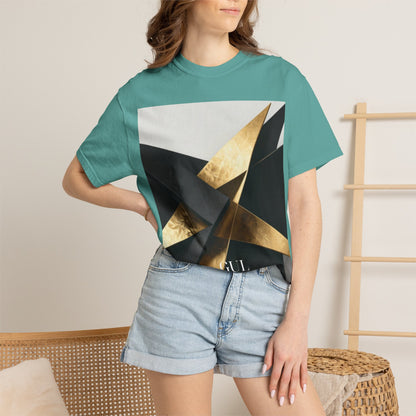 Graphic T-Shirt — Modern Gold Abstract &amp; Mountain Photo Print