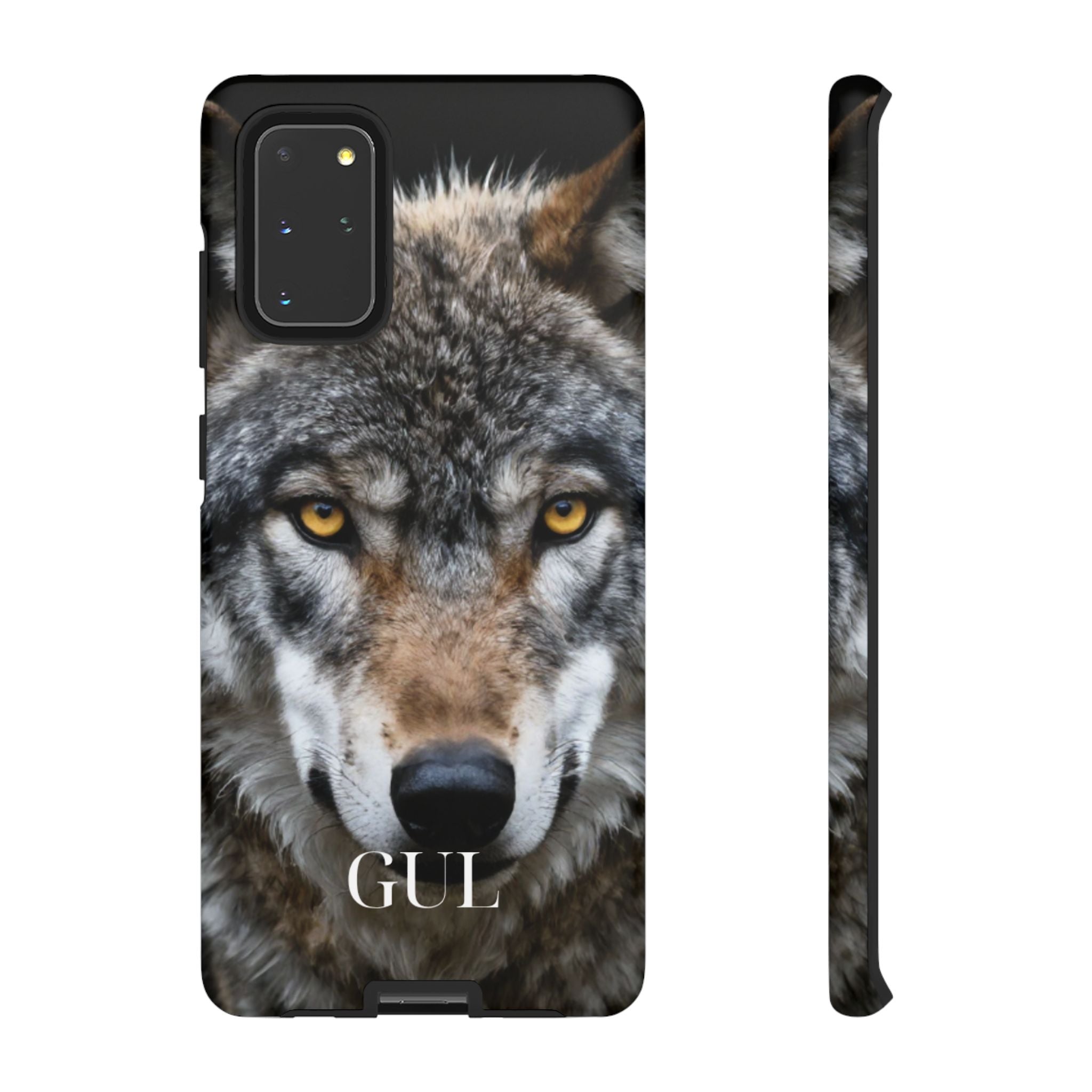 Wolf Eyes Phone Case — Fierce Wildlife iPhone Protective Case with ‘GUL’ Text