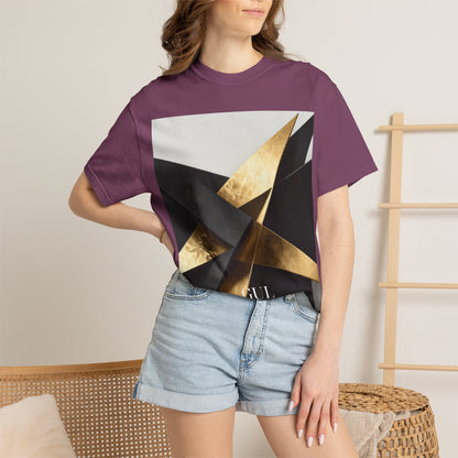 Graphic T-Shirt — Modern Gold Abstract &amp; Mountain Photo Print