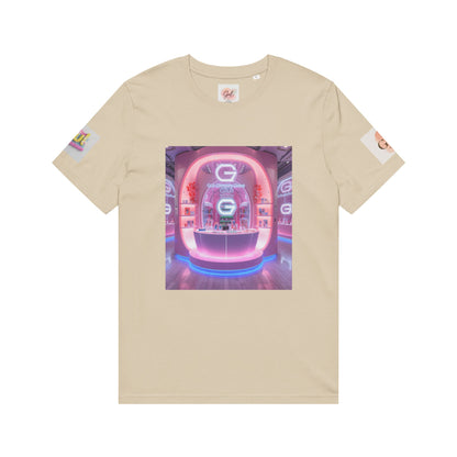 Neon Shop Icon T-Shirt — Colorful Gradient Shopping Bag Design
