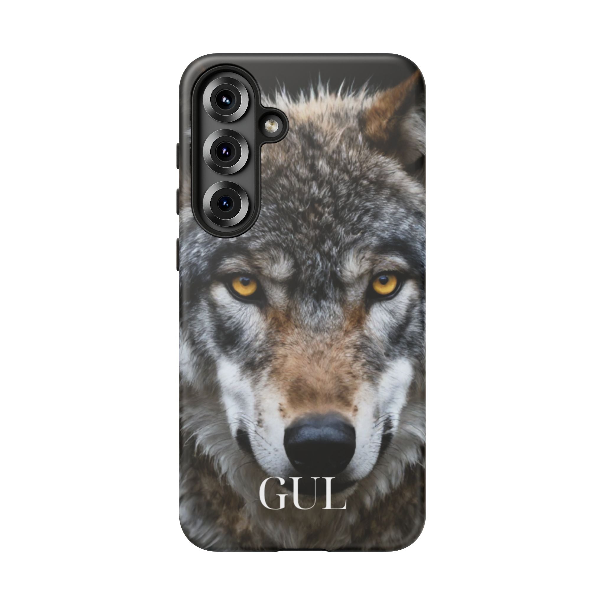 Wolf Eyes Phone Case — Fierce Wildlife iPhone Protective Case with ‘GUL’ Text