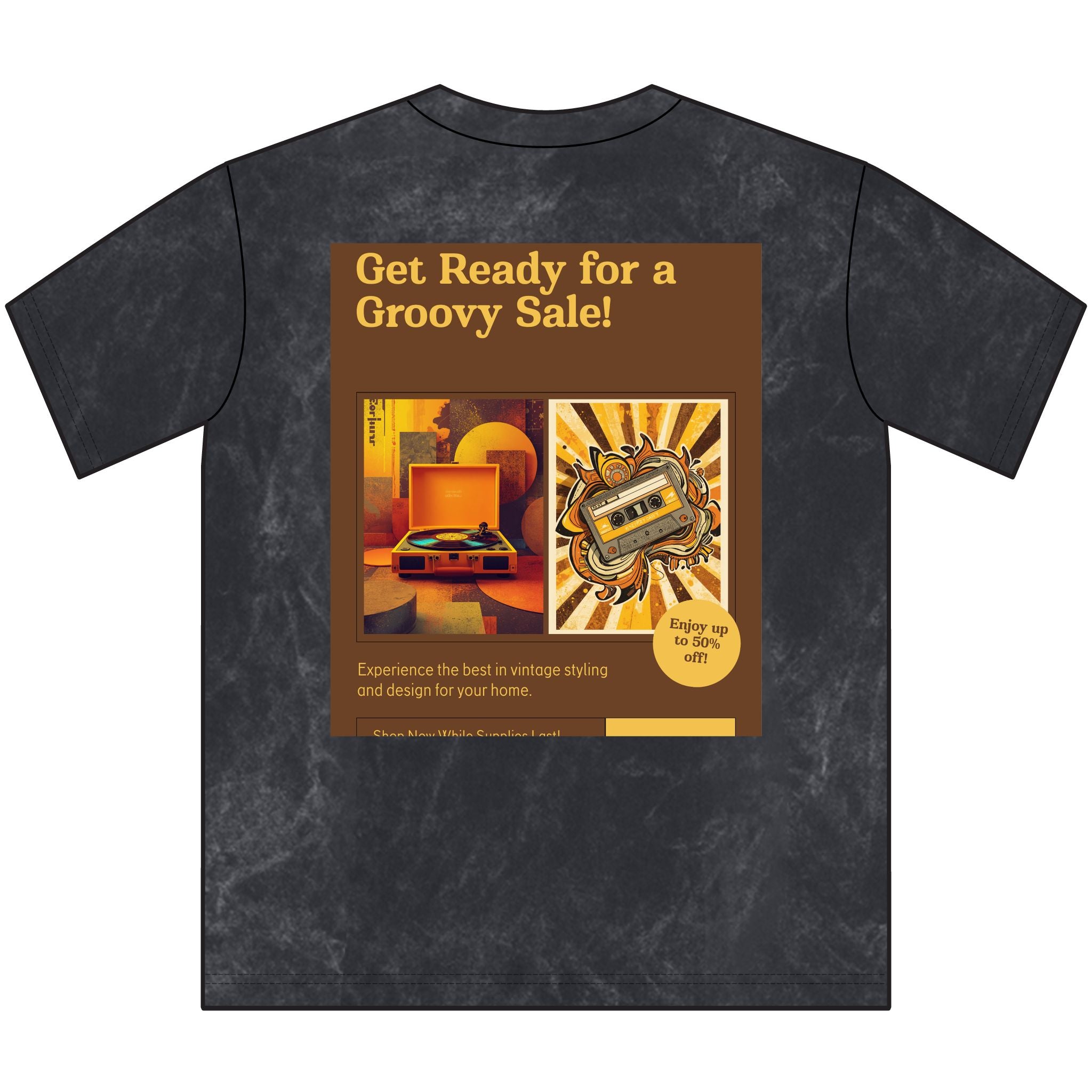 Vintage Crewneck Tee — Retro Tech Collage Graphic