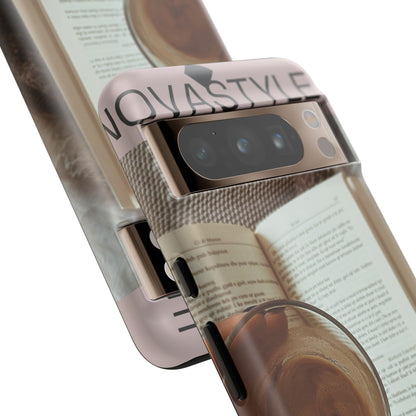 Cozy Reading Phone Case — Coffee &amp; Book Protective Cover