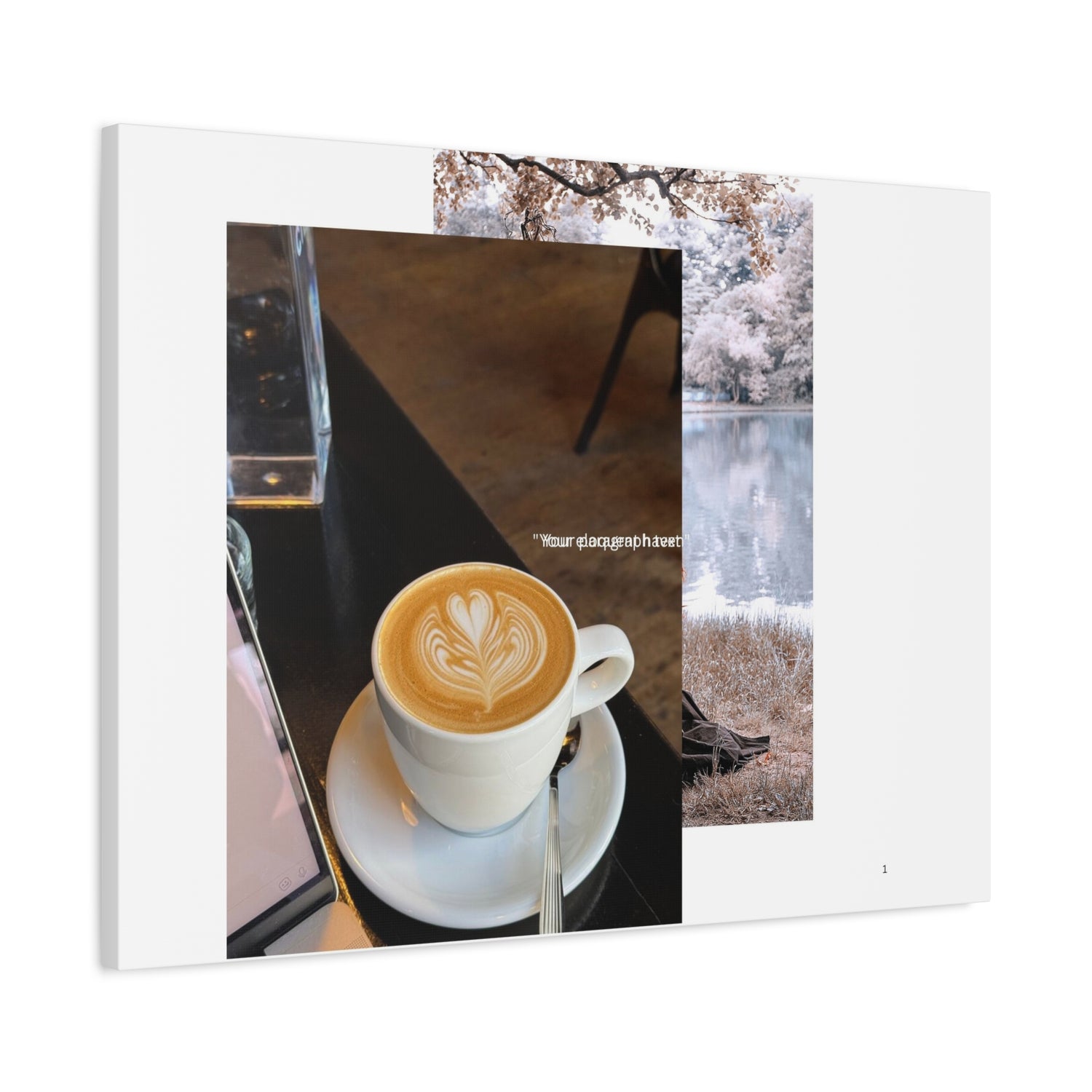 Latte &amp; Landscape Matte Canvas Wall Art — Coffee Shop Photo Collage