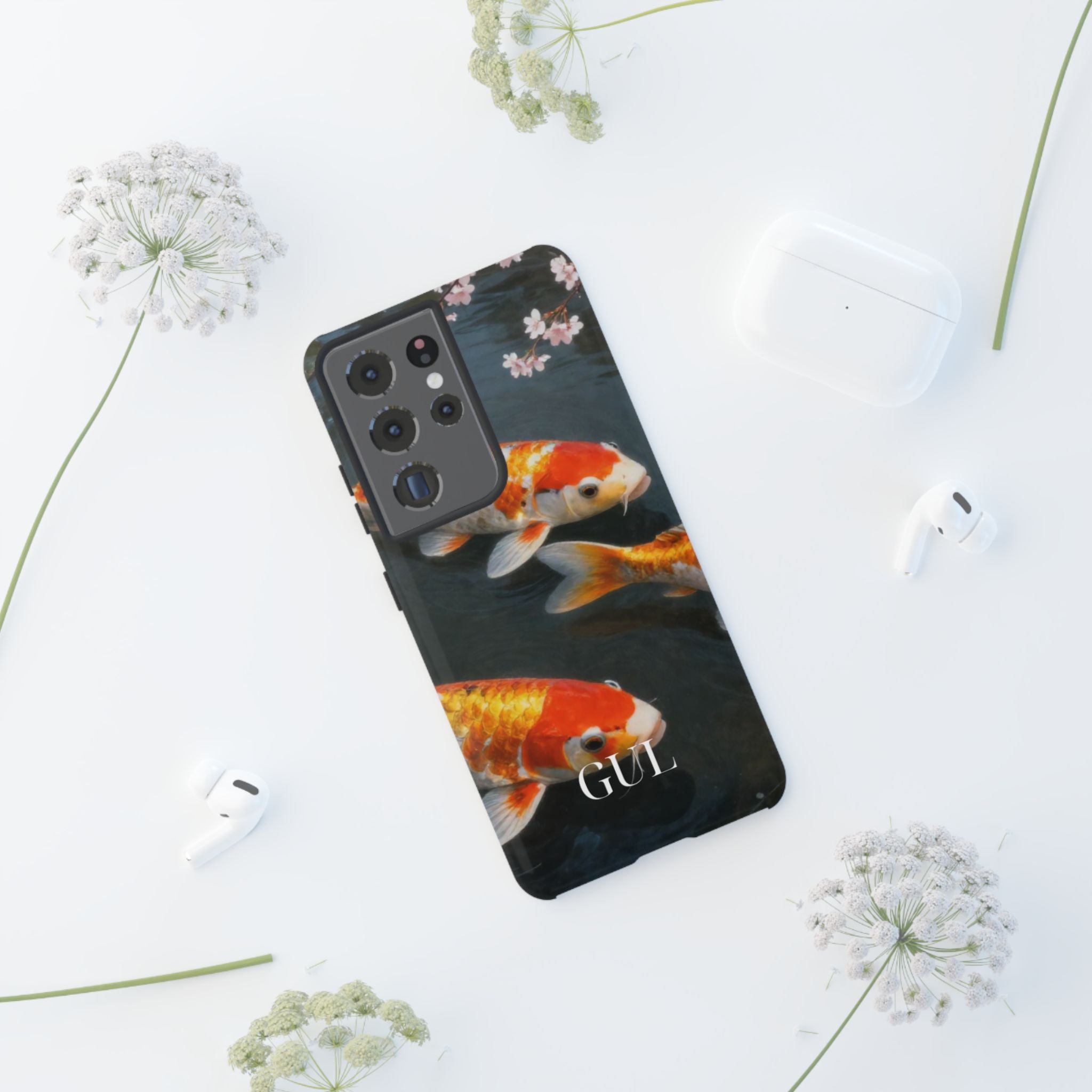 Koi Fish Tough Phone Case — Floral Pond Design