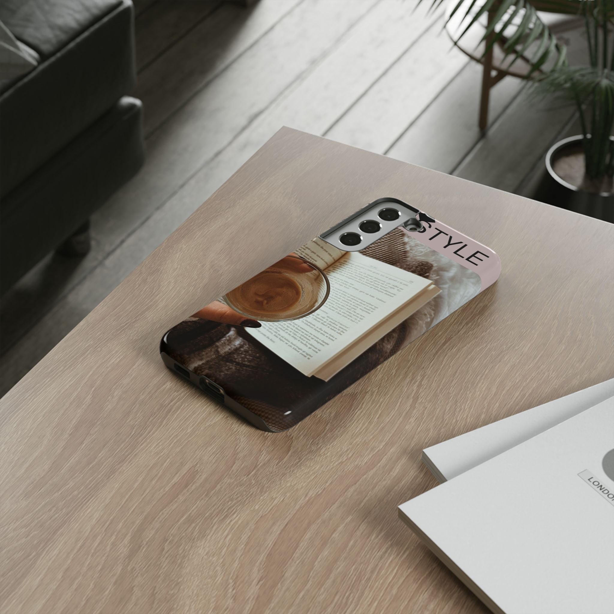 Cozy Reading Phone Case — Coffee &amp; Book Protective Cover