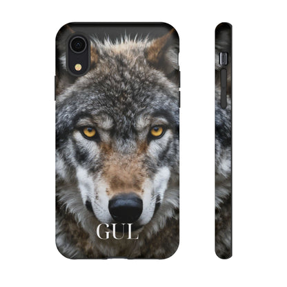 Wolf Eyes Phone Case — Fierce Wildlife iPhone Protective Case with ‘GUL’ Text