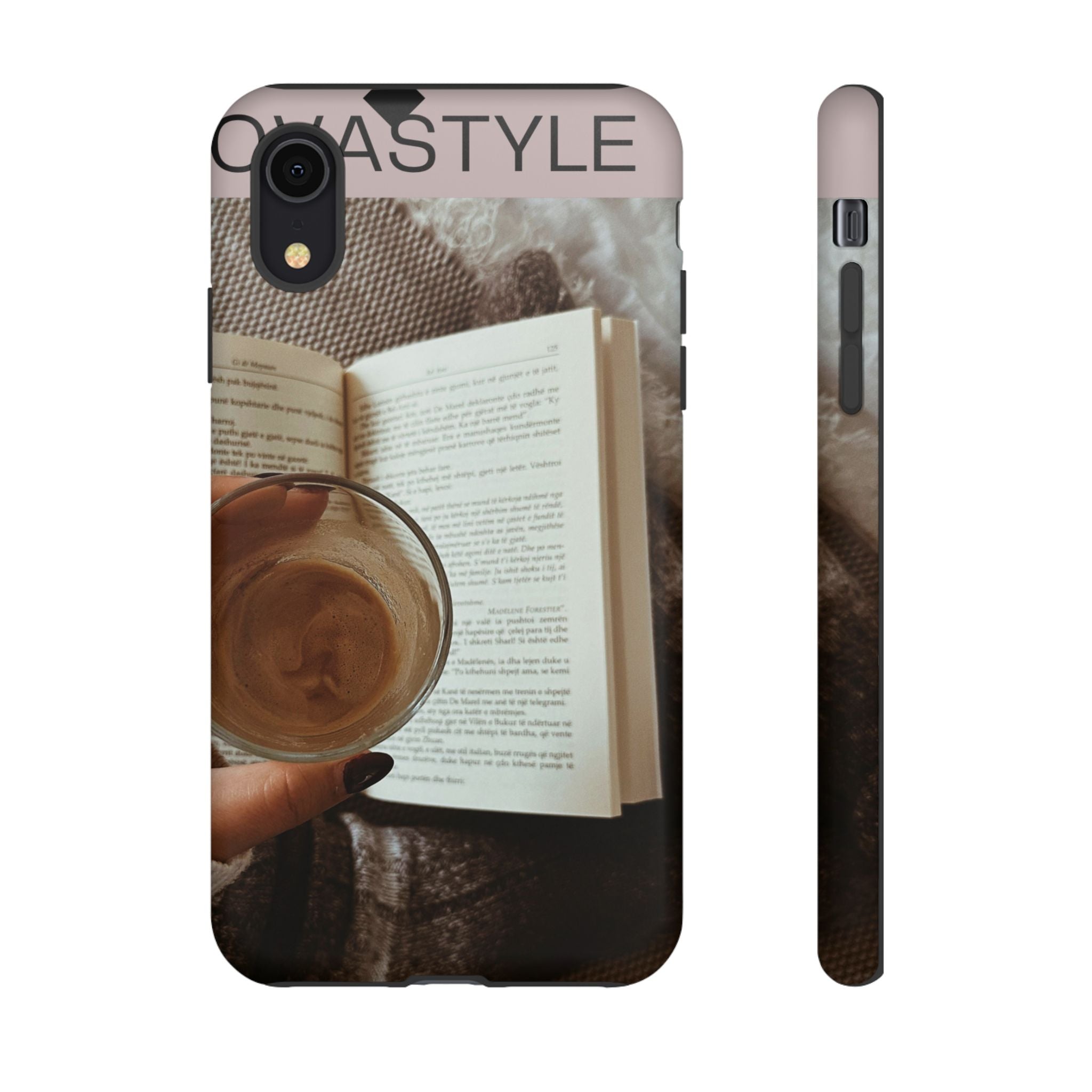 Cozy Reading Phone Case — Coffee &amp; Book Protective Cover