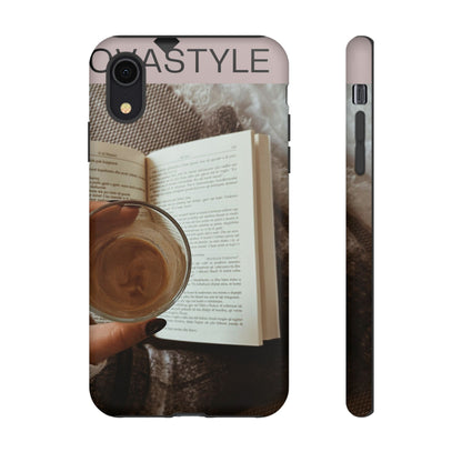 Cozy Reading Phone Case — Coffee &amp; Book Protective Cover