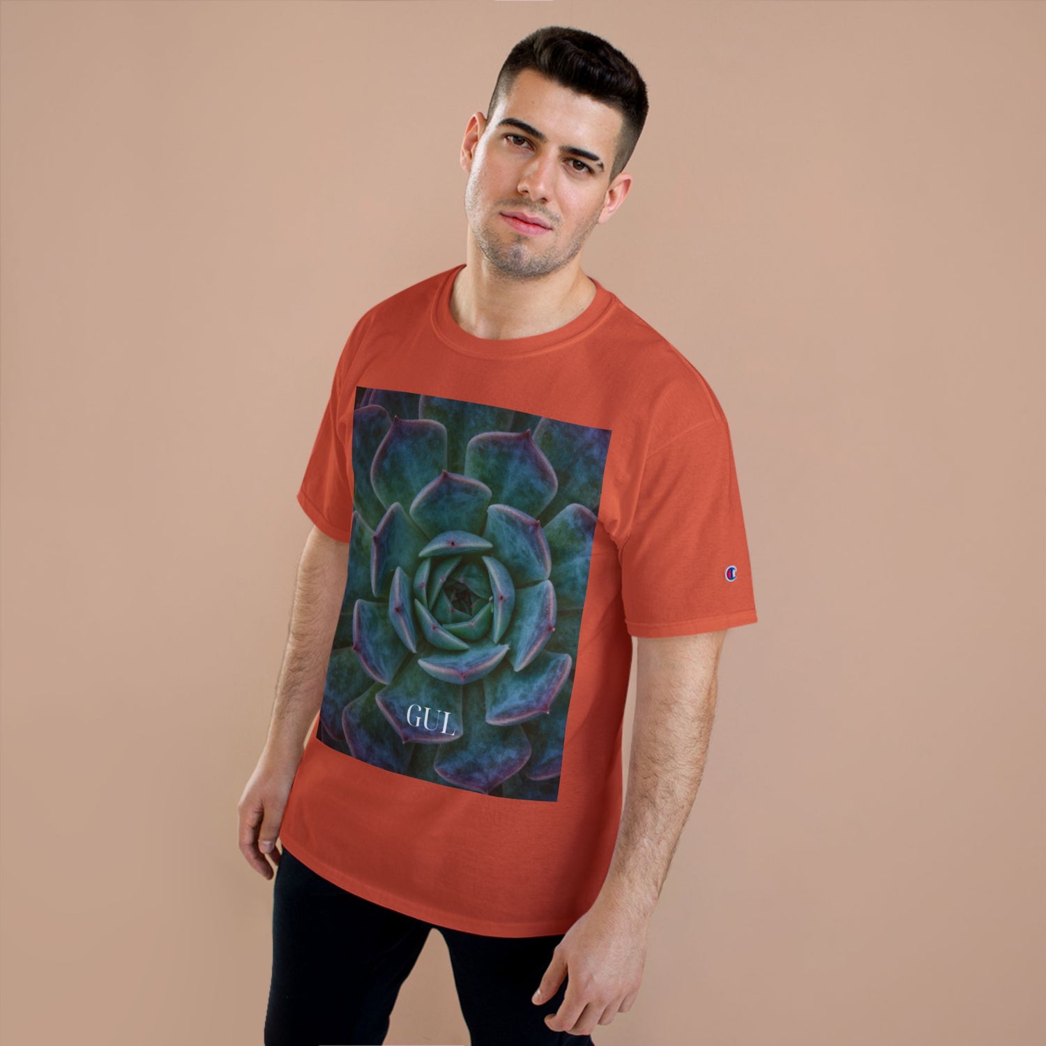 Champion Graphic T‑Shirt — Succulent &amp; Pyramid Photo Print Tee
