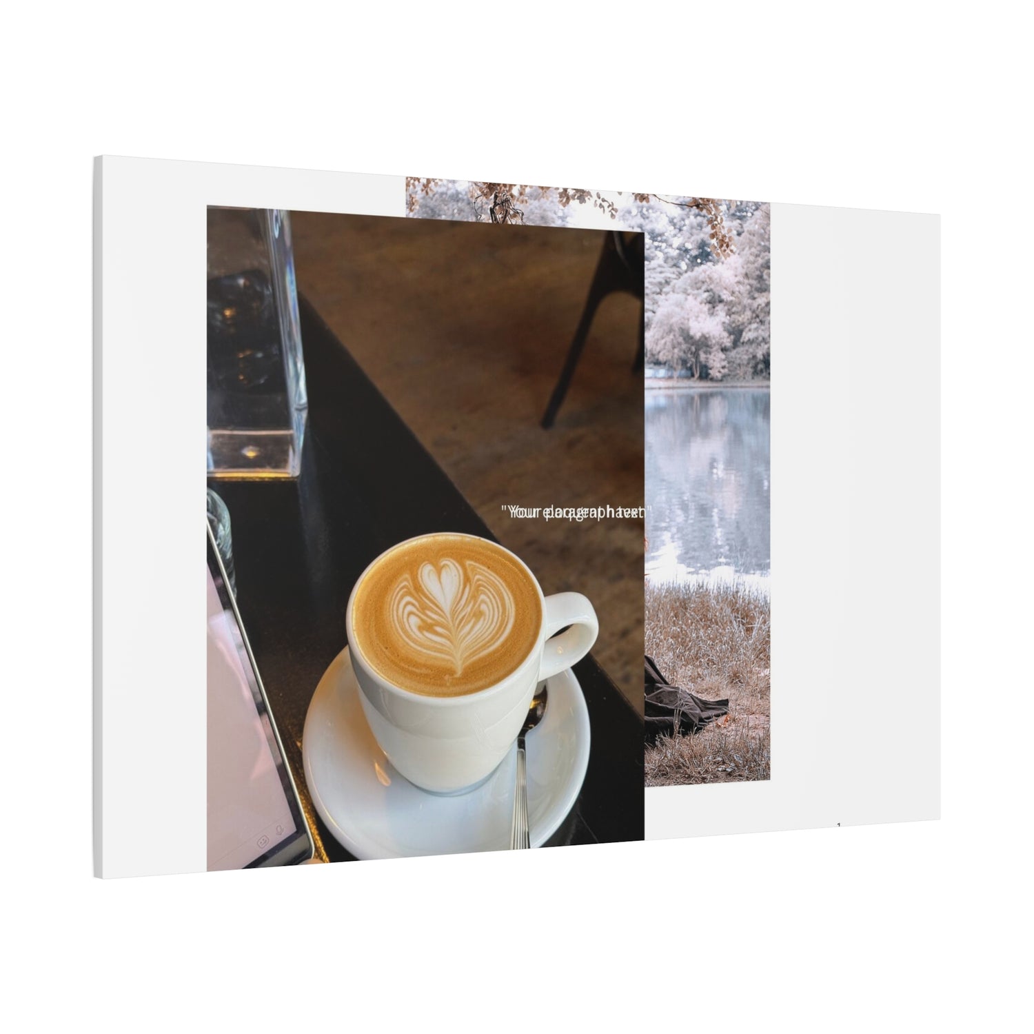 Latte &amp; Landscape Matte Canvas Wall Art — Coffee Shop Photo Collage