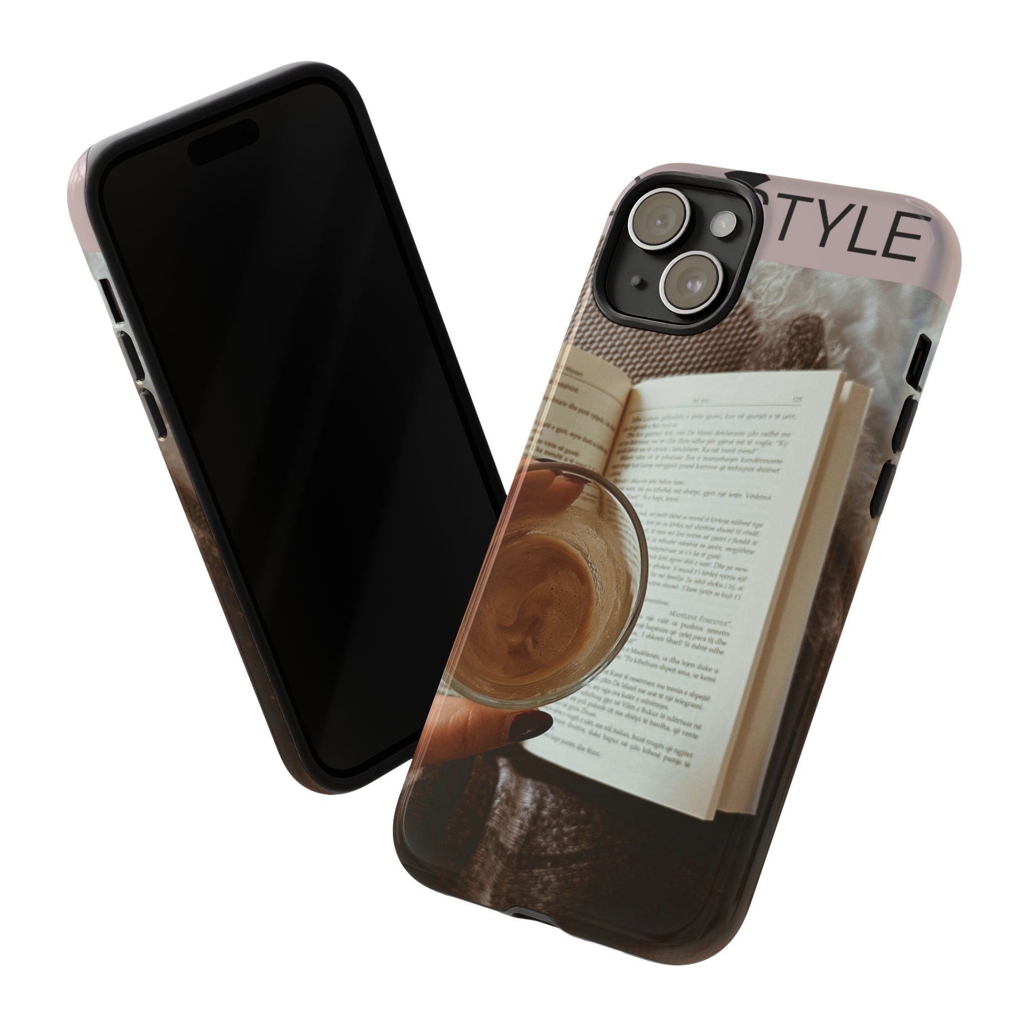 Cozy Reading Phone Case — Coffee &amp; Book Protective Cover