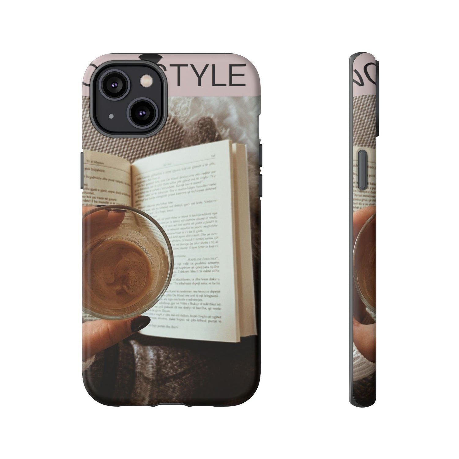 Cozy Reading Phone Case — Coffee &amp; Book Protective Cover