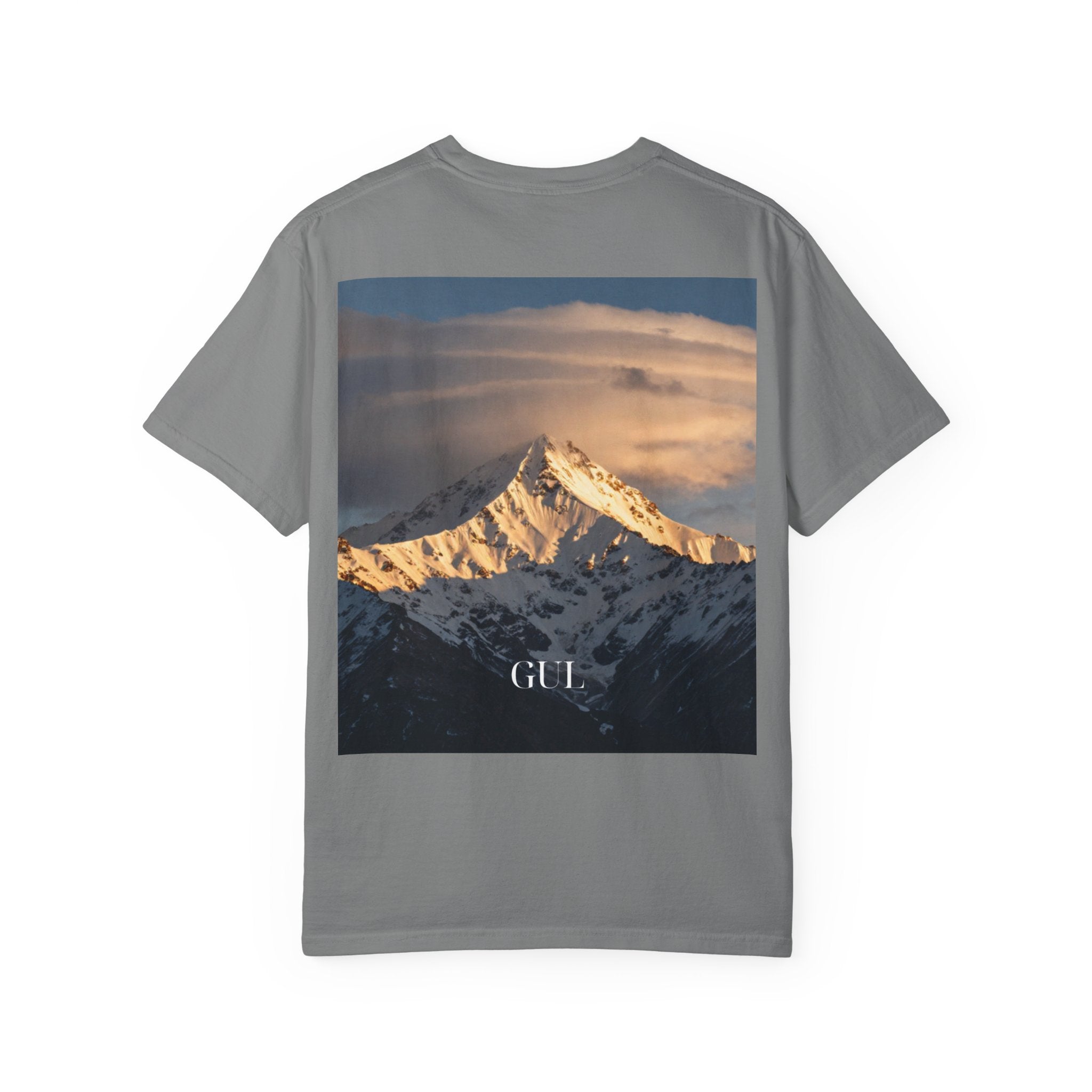 Graphic T-Shirt — Modern Gold Abstract &amp; Mountain Photo Print