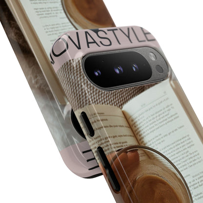 Cozy Reading Phone Case — Coffee &amp; Book Protective Cover