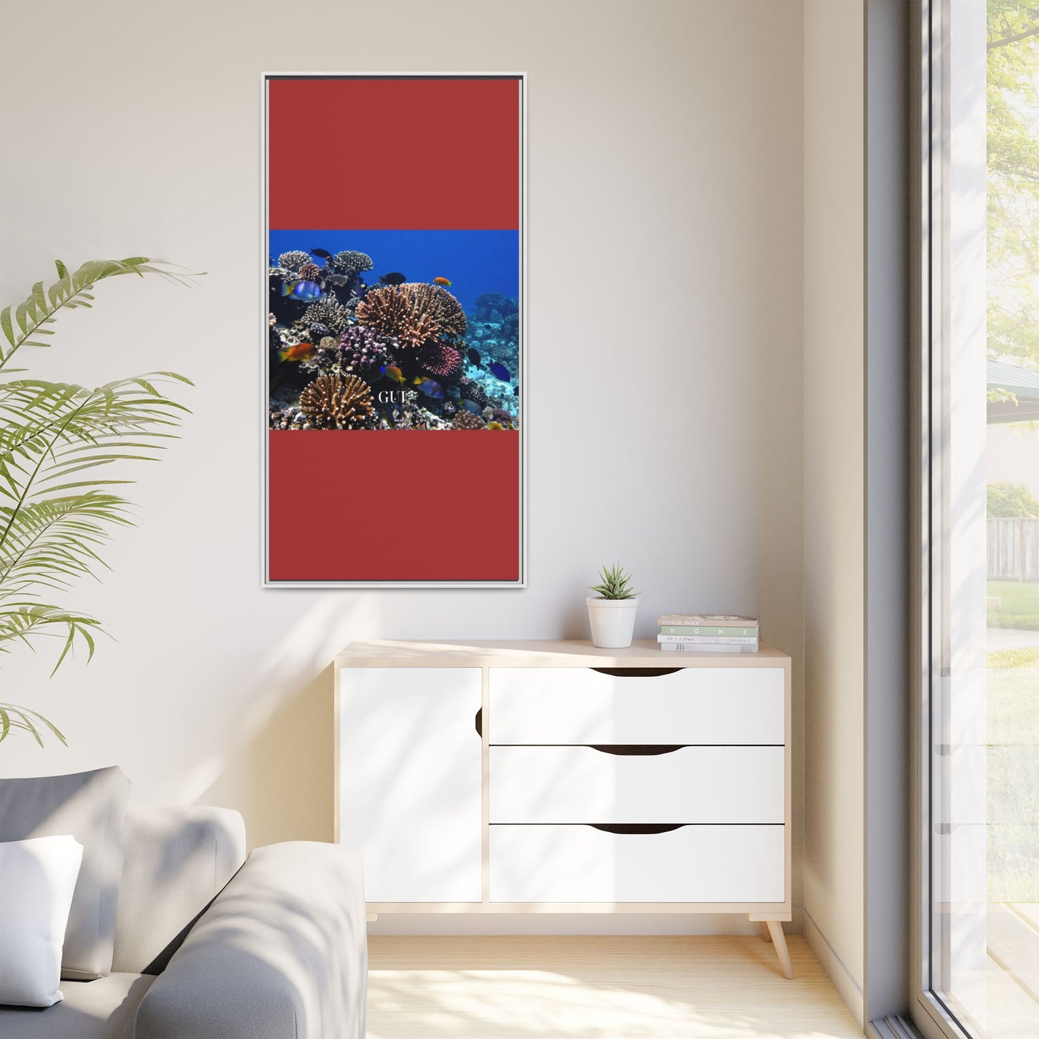 Framed Coral Reef Matte Canvas Wall Art — Tropical Ocean Photography Print