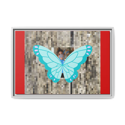 Blue Butterfly Framed Canvas Art – Matte Multi‑Color Wall Print