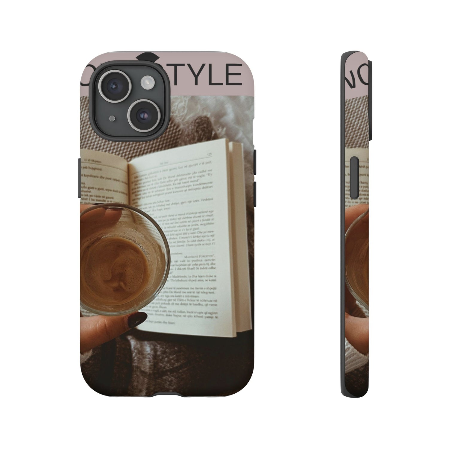 Cozy Reading Phone Case — Coffee &amp; Book Protective Cover