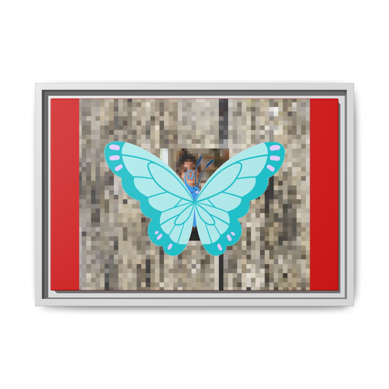 Blue Butterfly Framed Canvas Art – Matte Multi‑Color Wall Print