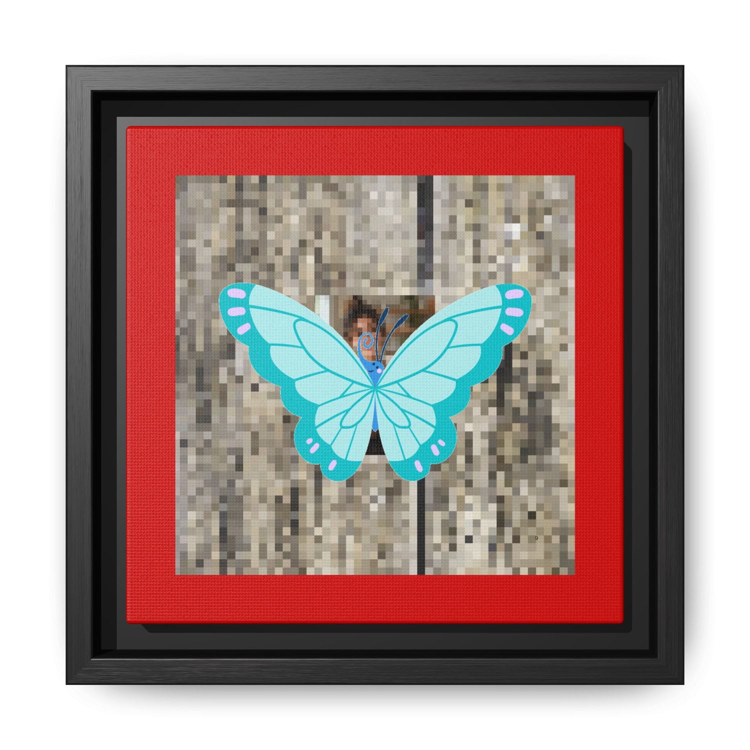 Blue Butterfly Framed Canvas Art – Matte Multi‑Color Wall Print