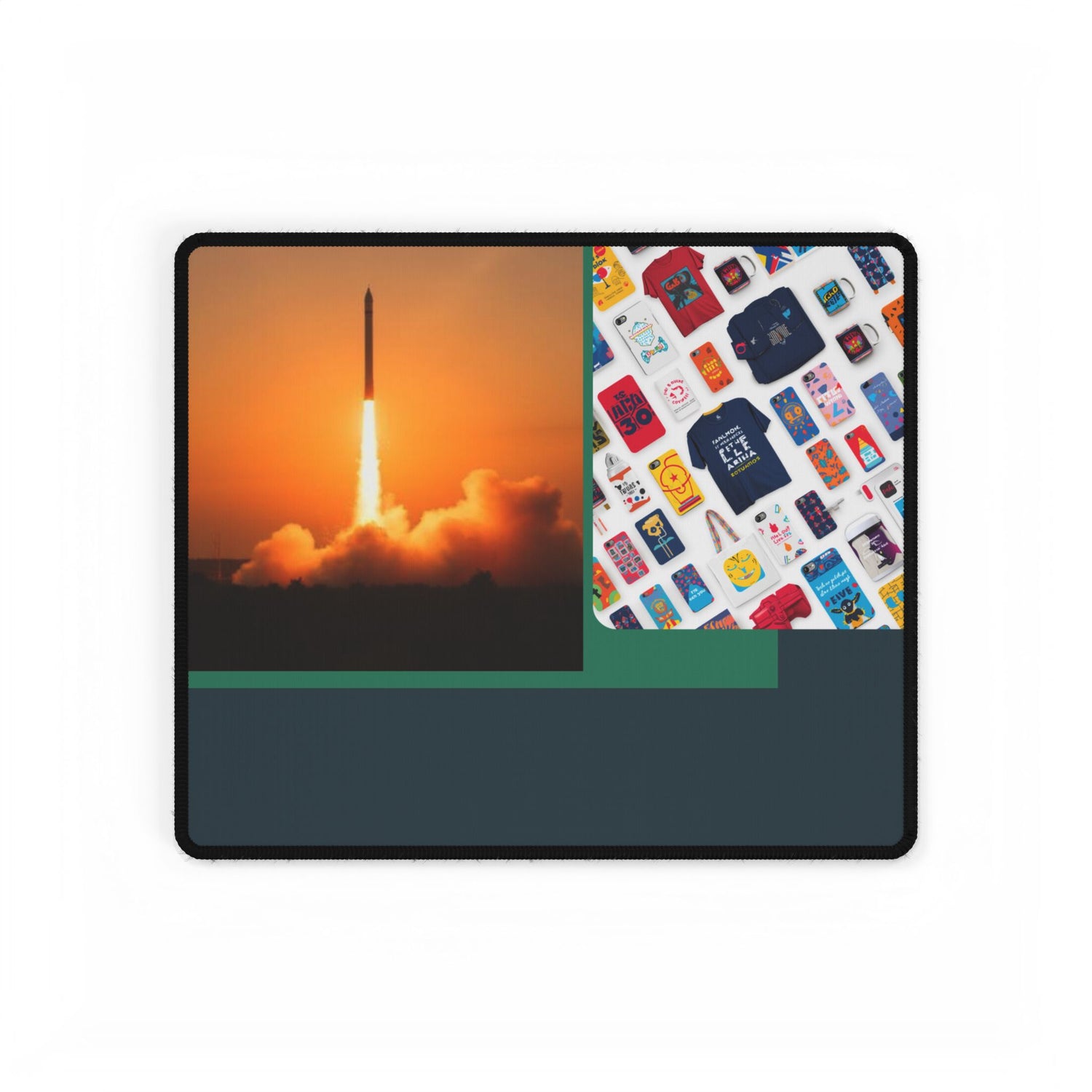 Rocket Launch &amp; Tech Pattern Desk Mat — Large Gaming Mousepad for Office, Streamers &amp; Space Enthusiasts