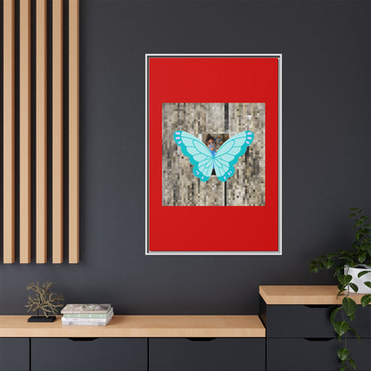 Blue Butterfly Framed Canvas Art – Matte Multi‑Color Wall Print