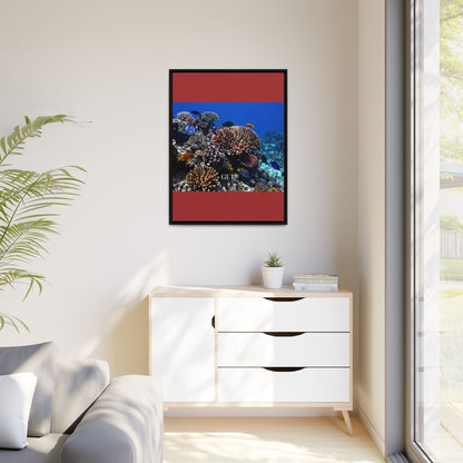 Framed Coral Reef Matte Canvas Wall Art — Tropical Ocean Photography Print