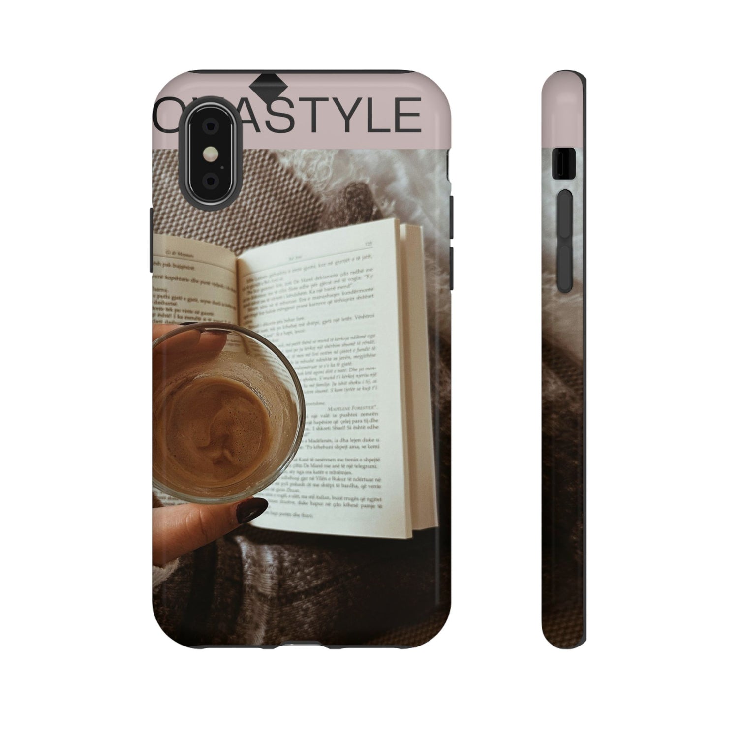 Cozy Reading Phone Case — Coffee &amp; Book Protective Cover
