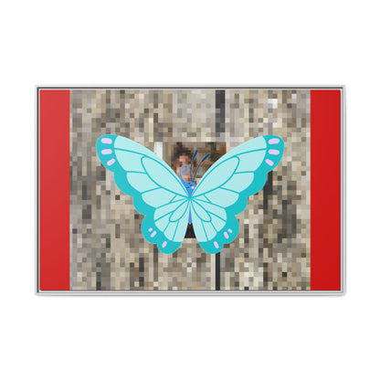Blue Butterfly Framed Canvas Art – Matte Multi‑Color Wall Print