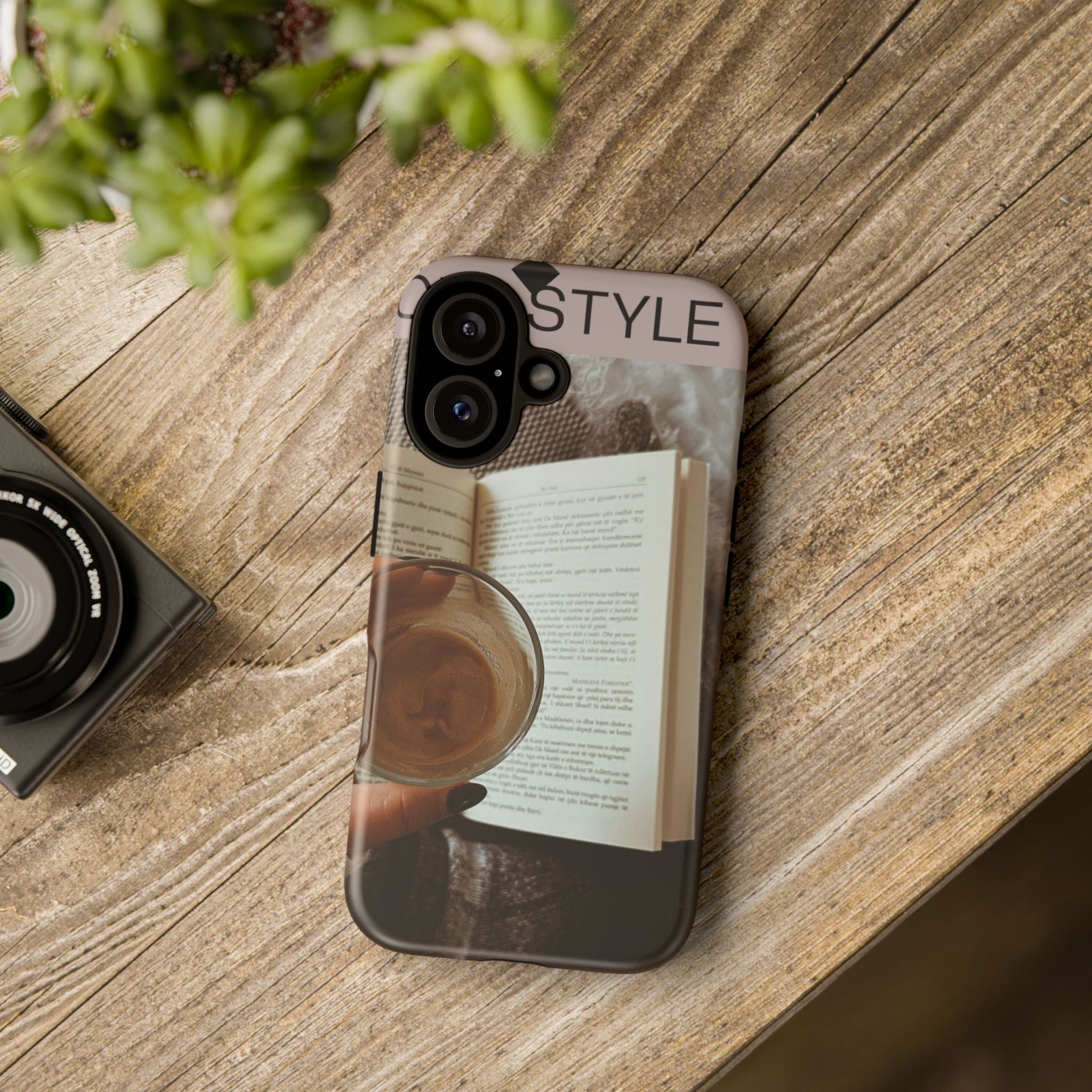 Cozy Reading Phone Case — Coffee &amp; Book Protective Cover