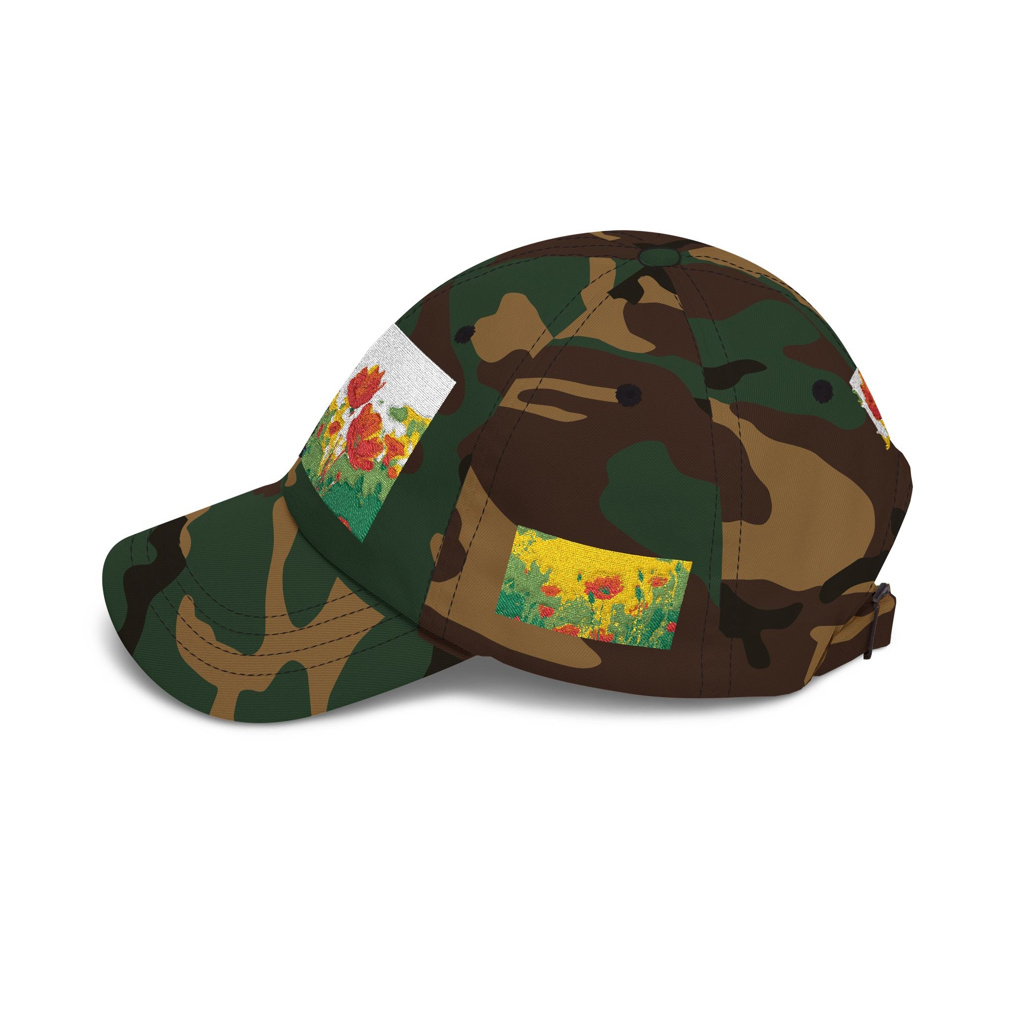 Floral Patch Dad Cap — Colorful Poppy Garden Embroidered Baseball Hat