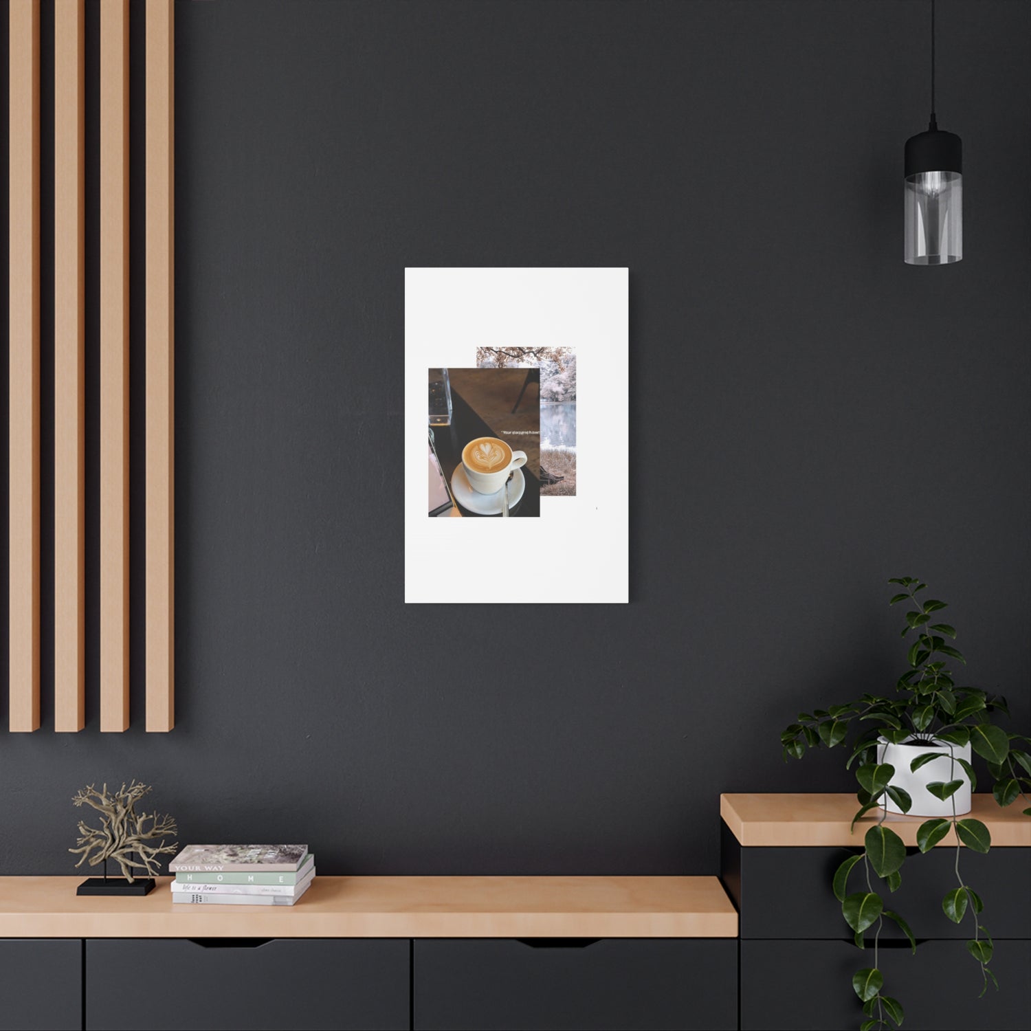Latte &amp; Landscape Matte Canvas Wall Art — Coffee Shop Photo Collage