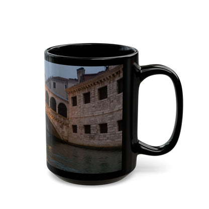 Venice Rialto Bridge Black Photo Mug – Scenic Italy Travel Coffee Cup (11oz/15oz)