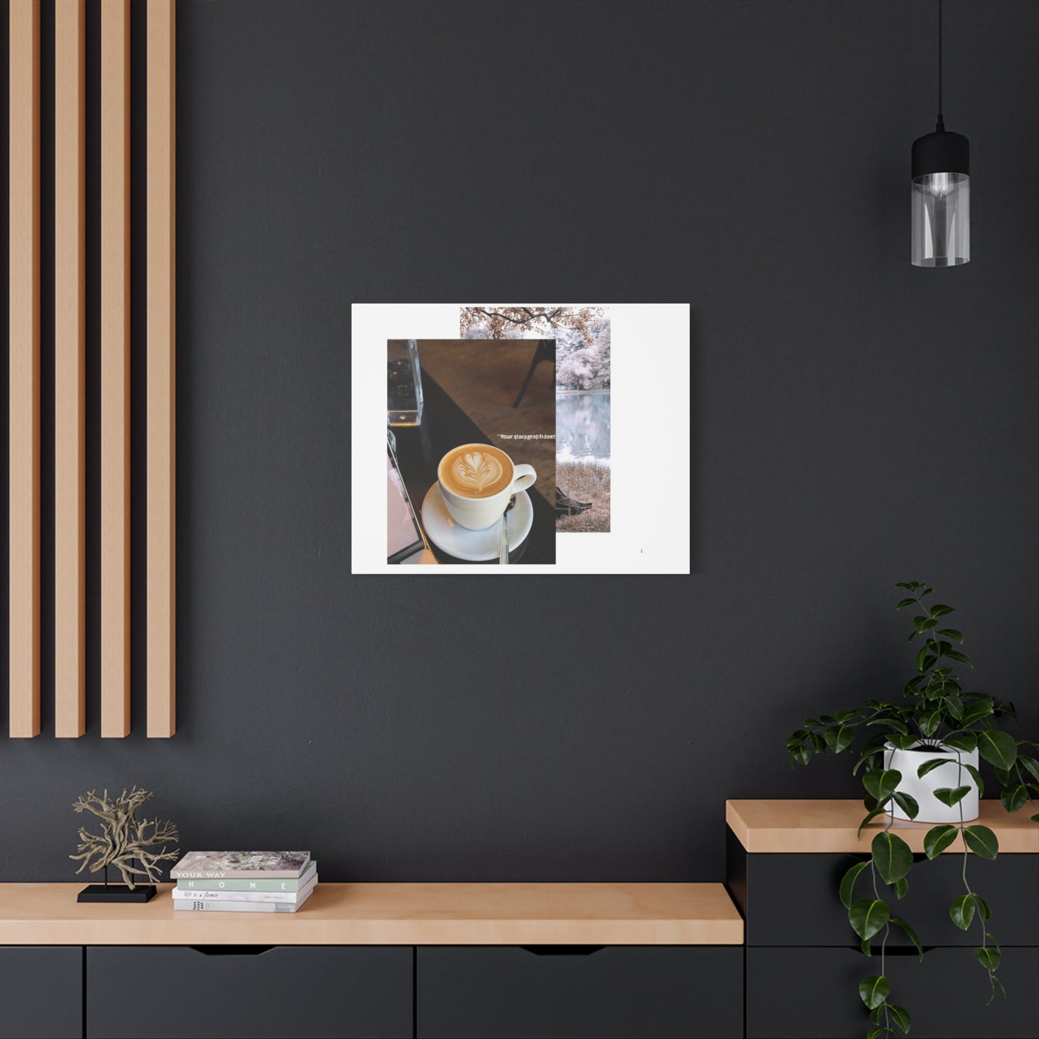 Latte &amp; Landscape Matte Canvas Wall Art — Coffee Shop Photo Collage