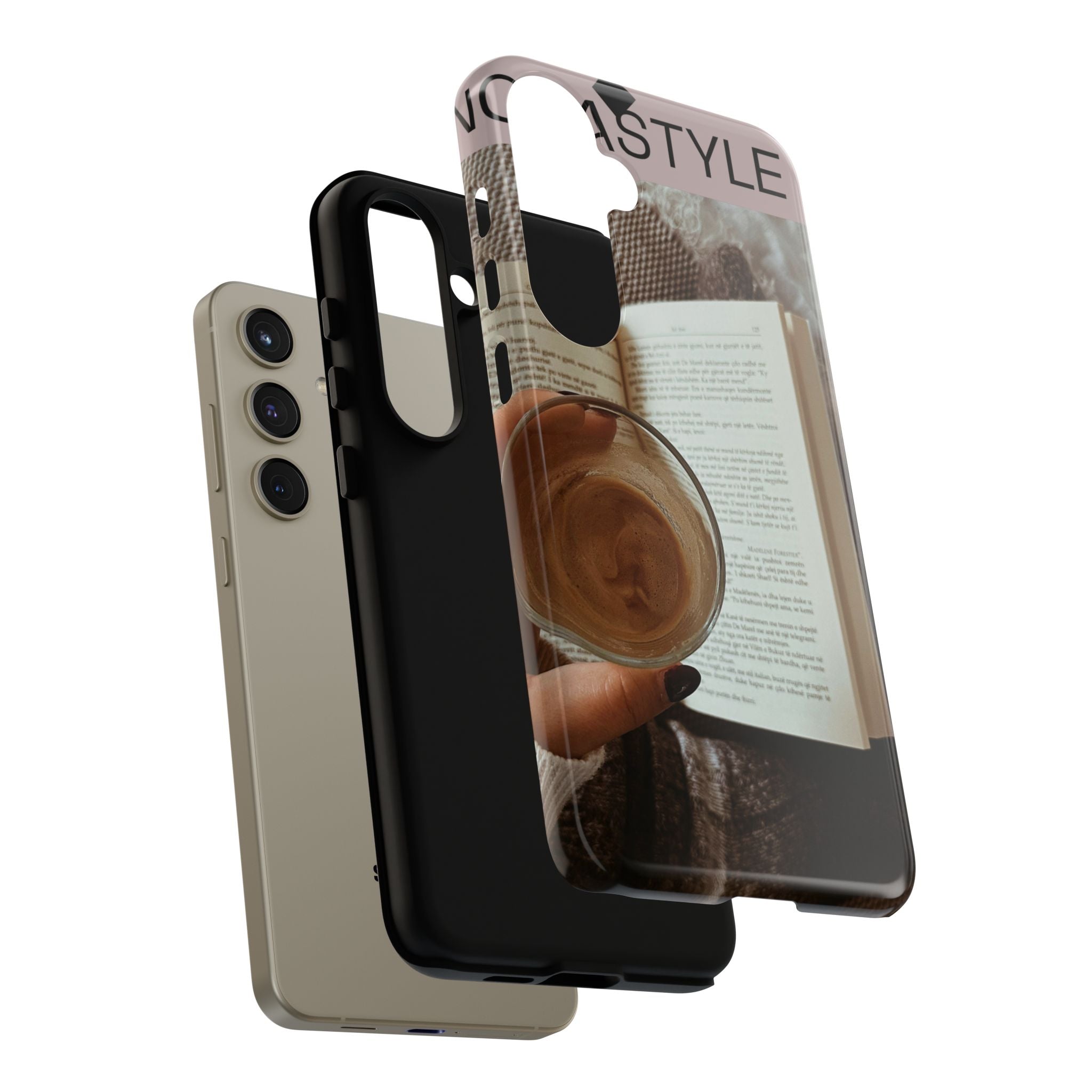 Cozy Reading Phone Case — Coffee &amp; Book Protective Cover