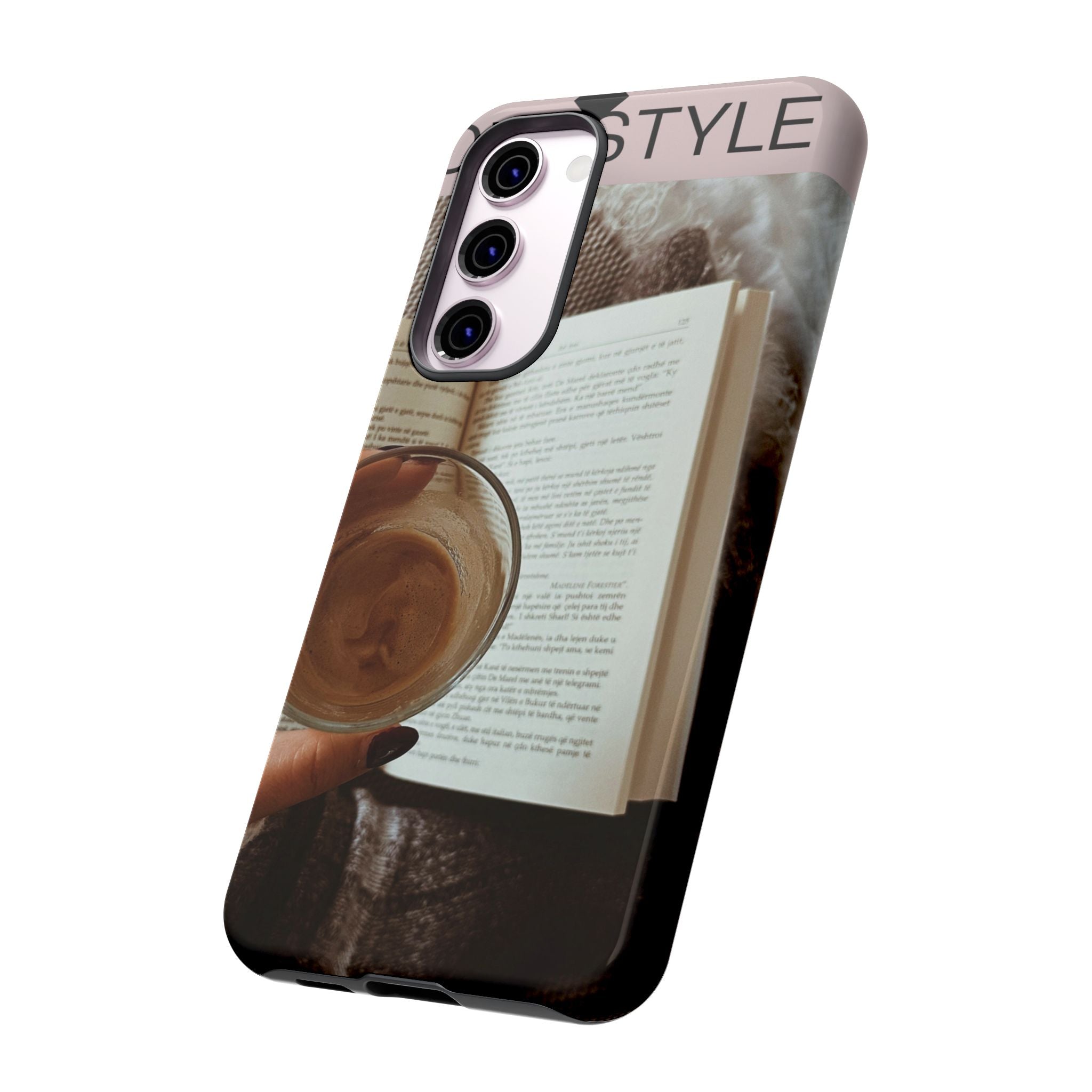 Cozy Reading Phone Case — Coffee &amp; Book Protective Cover