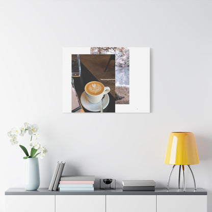 Latte &amp; Landscape Matte Canvas Wall Art — Coffee Shop Photo Collage