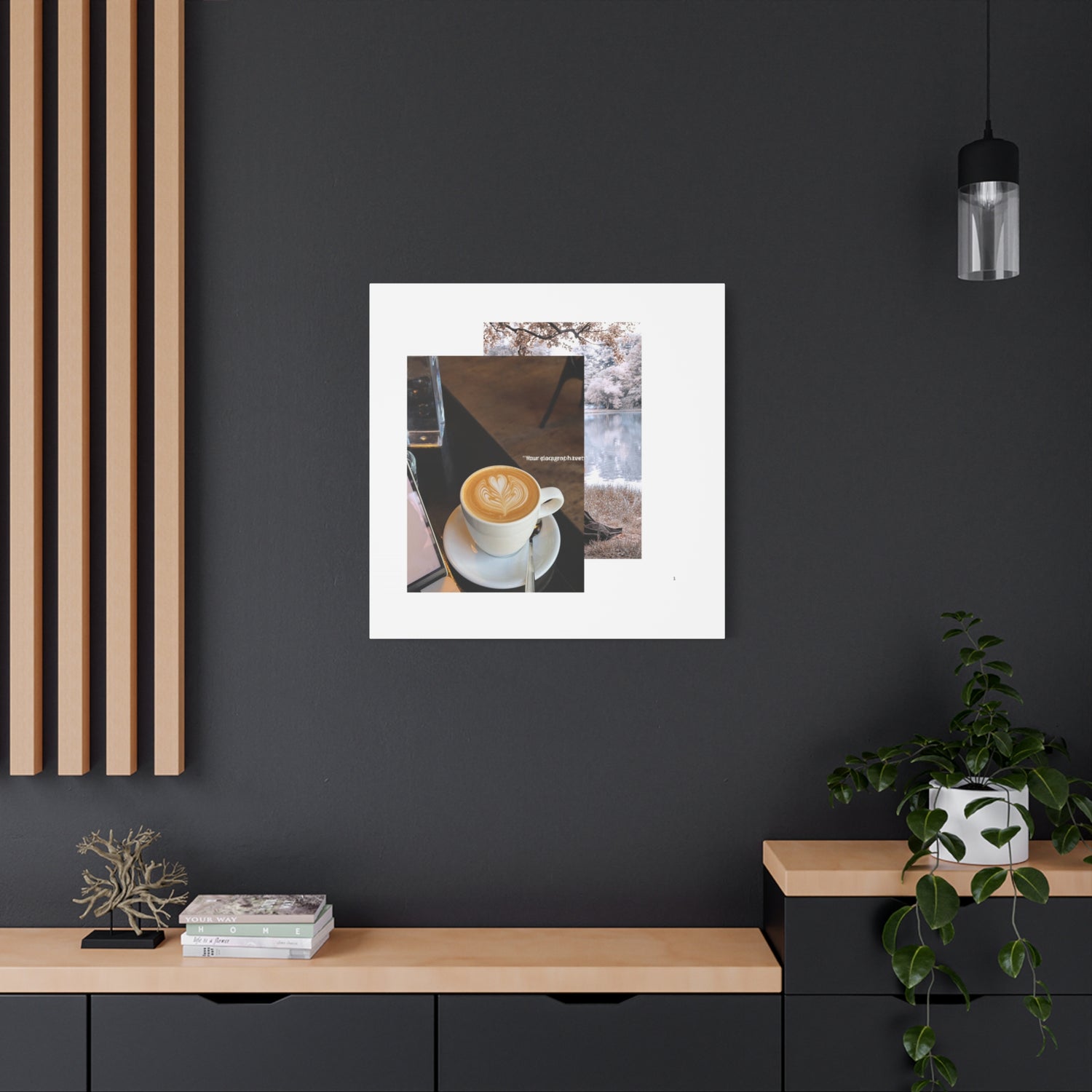 Latte &amp; Landscape Matte Canvas Wall Art — Coffee Shop Photo Collage