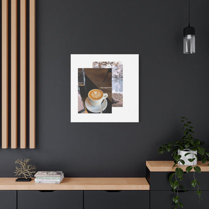 Latte &amp; Landscape Matte Canvas Wall Art — Coffee Shop Photo Collage