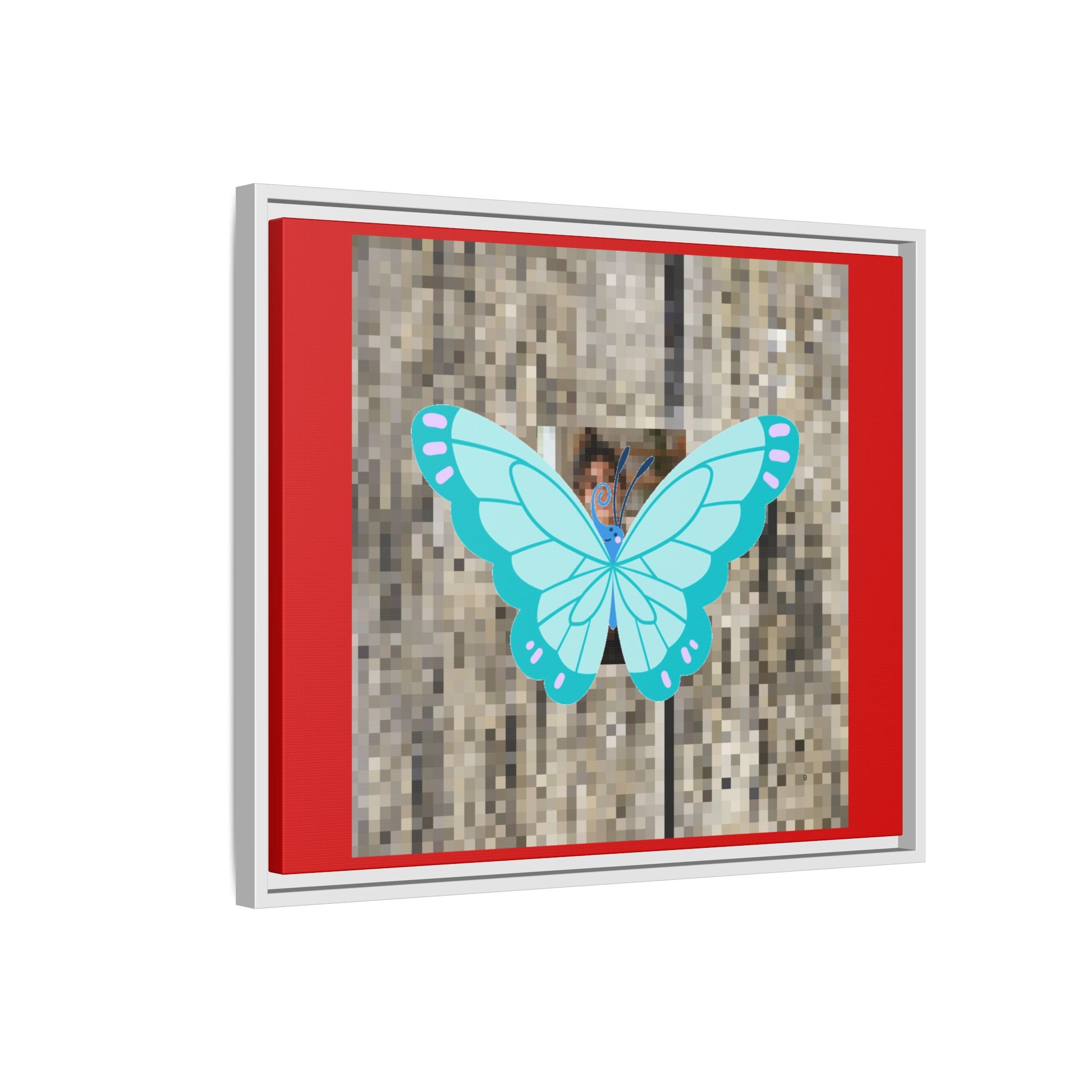 Blue Butterfly Framed Canvas Art – Matte Multi‑Color Wall Print