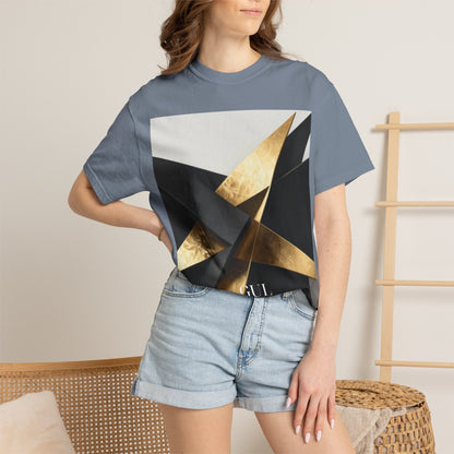 Graphic T-Shirt — Modern Gold Abstract &amp; Mountain Photo Print